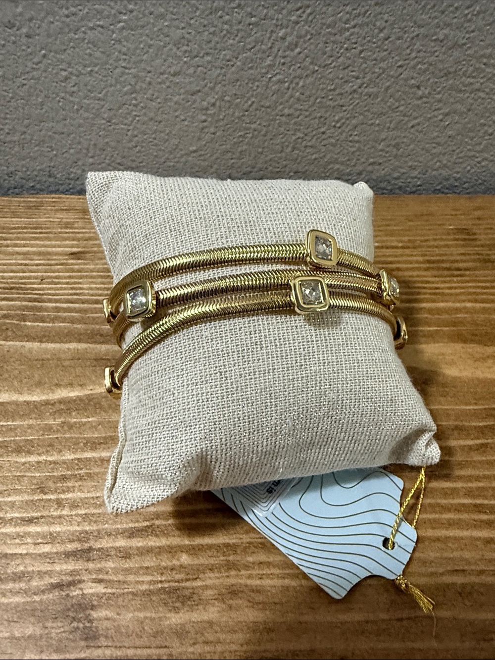 Sam Magnetic Gold Multi-Strand Bracelet with Diamondettes Accents - NWT